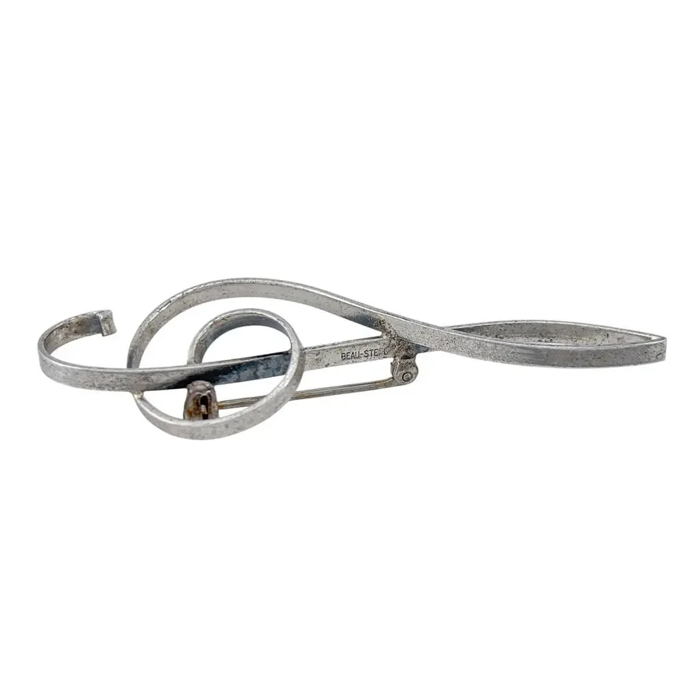 Vintage Beau Sterling Silver 925 Treble Clef Brooch